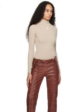 Courrèges Mock Neck Logo Sweater